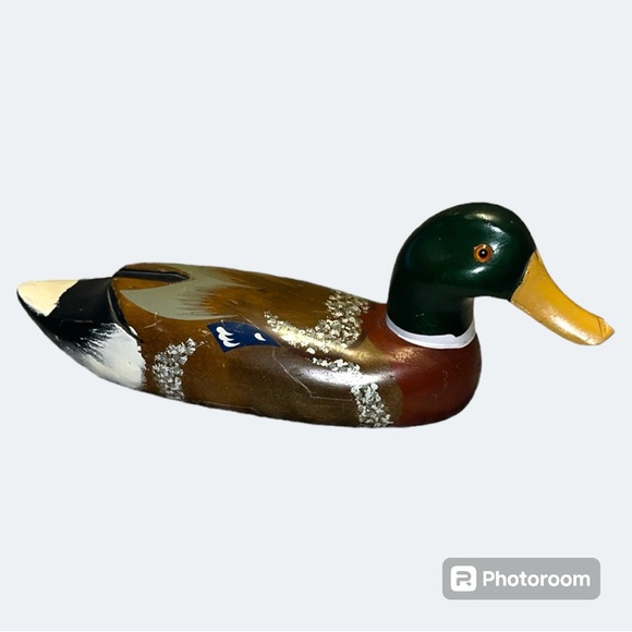 Vintage Wooden Mallard Duck Decoy Vintage Wood Hand Painted Mallard Duck